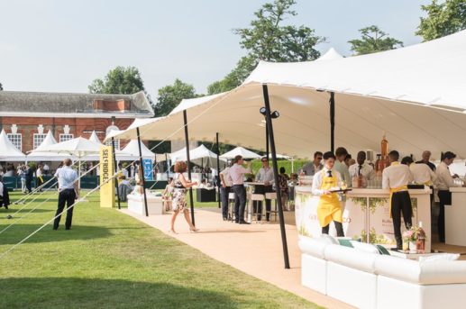White Stretch Tent Corporate function bar waiters