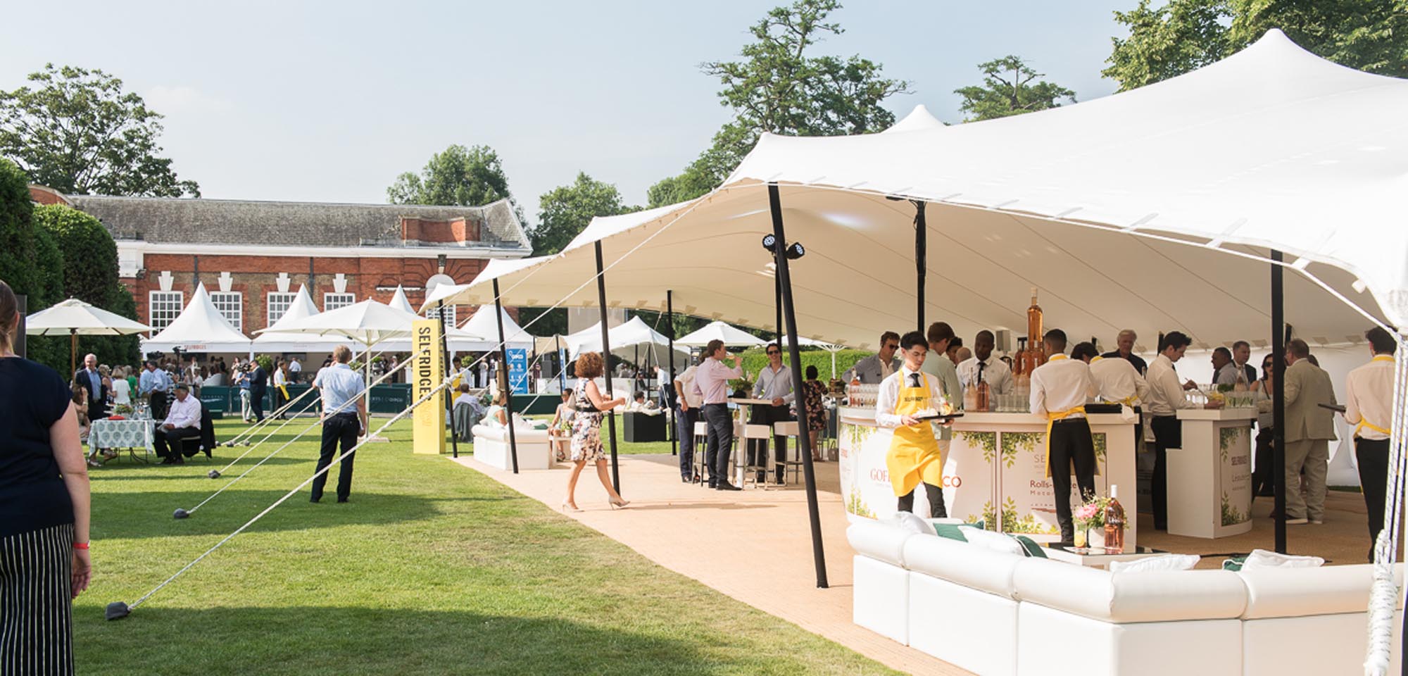 White Stretch Tent Corporate function bar waiters